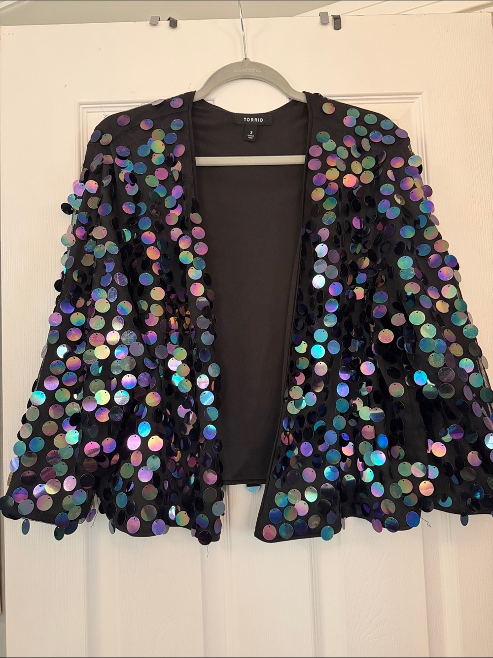 Torrid Black Iridescent Sequin Open Blazer size 3